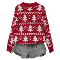 Jacquard Knitted Full Sleeve Warm Soft Christmas Sweater Sweaters-L