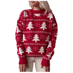 Jacquard Knitted Full Sleeve Warm Soft Christmas Sweater Sweaters-L