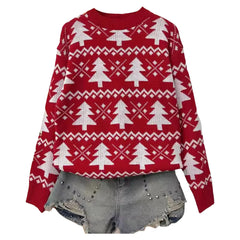 Jacquard Knitted Full Sleeve Warm Soft Christmas Sweater Sweaters-L