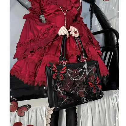 Y2K Gothic DIY Labyrinth Lolita Web Chain Spider Transparent Butterfly Bag