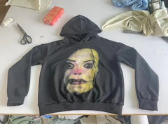 Clown Graphic Oversized Hoodie grey / S