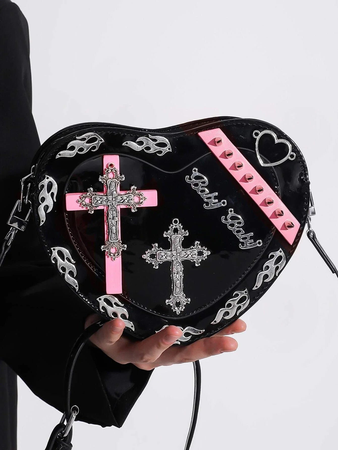 Y2K Shape Punk PU Colorful Pattern Mini Cross Coffin Gothic Trendy Bag