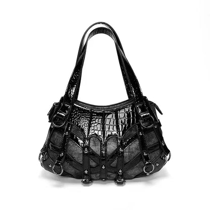 Y2K Rivet High Crossbody Capacity Popular Chic Gothic Cool Punk Bag