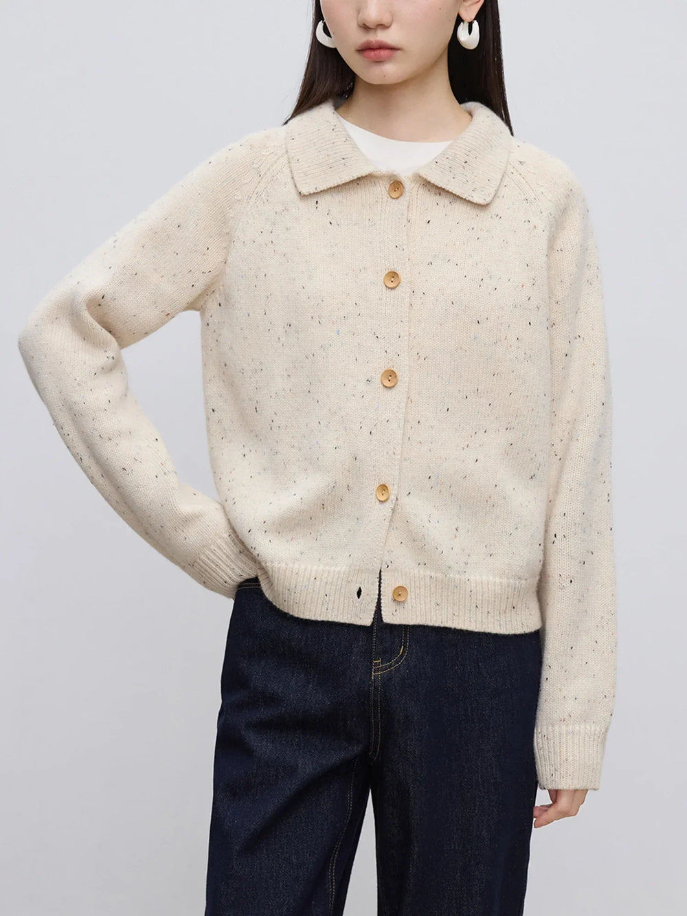 Petite Retro Lapel Knit Cardigan For Early Autumn Red Christmas Sweater Sweaters-L