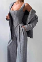 Corset Vest Blazer Trouser Three Piece Set