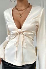 Long Sleeve Bow Blouse