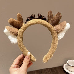 Christmas Bow Antler Plush Cute Hair Accessory