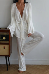 Modal Relaxed Pajama Top Straight Pants Set