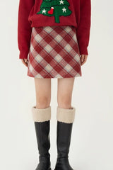 High Waist Tartan Mini Christmas Skirt