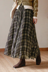 Plaid A-Line Maxi Christmas Skirt