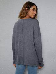 High-Low With Top Dropped Waffle-Knit Shoulder