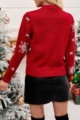 Christmas Tree Snowflake 3D Pom Sequin Sweater