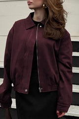 Slim Fit Burgundy Suede Jacket