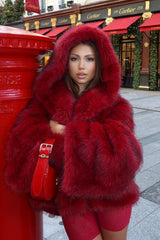 Hooded Faux Fur Blend Christmas Outerwear