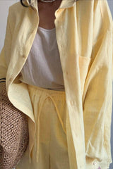 Relaxed Button Shirt Shorts Set