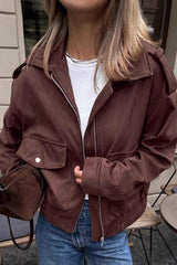 Vintage Brown Aviator Suede Jacket