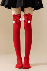 Soft Knit Bow Christmas Socks
