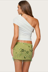 Embroidered Sequin Bodycon Mini Christmas Skirt