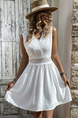 Patchwork Lace Short A-Line Boho Dress