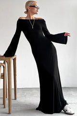 Black Knit Elegant Maxi Dress