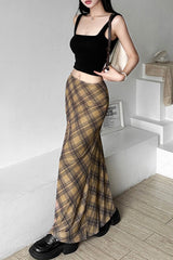 Plaid High Waist Bodycon Christmas Skirt
