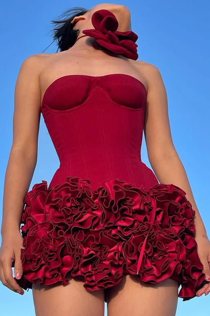 Strapless Floral Mini Dress