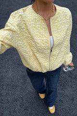 Cropped Jacquard Sleeve Jacket