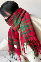 Soft Plaid Mohair Blend Christmas Scarf
