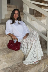 Vintage Lace Jacquard Sheer Low Waist Maxi Skirt