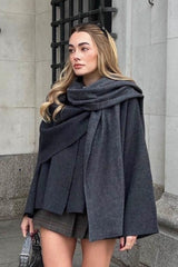Asymmetrical Scarf Knit Coat
