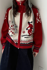 Retro   Double Zip Christmas Cardigan