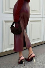 Angora Red Split Bodycon Skirt