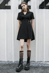 Exquisite Black Fashion Wide V-neck A Hem Dress