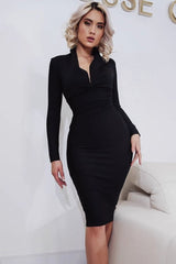 Sexy Plunging Bandage Bodycon Midi Dress