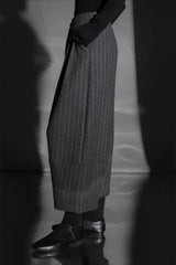 Relaxed Wide Leg Bootcut Wool Ankle Crop Pants