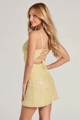 Floral Sequin Square Neck Cocktail Dress