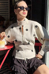 Polka Dot Waist Zip Jacket
