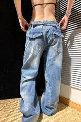 Layered Pocket Curved Seam Barrel Jeans