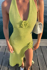 Backless V-Neck Sleeveless Maxi Dress