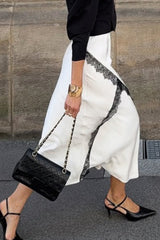 Colorblock Lace Bodycon Skirt