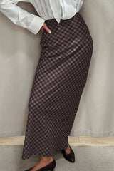 Plaid Cotton Straight Skirt