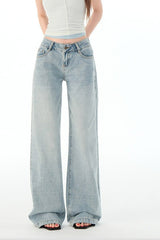 Low Rise Light Blue Straight Jean