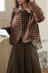 Vintage Plaid Single Breasted Christmas Outerwear
