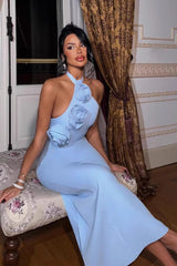 Flirty Halter Slit Party Dress