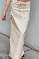 Slim-Fit Cargo Cotton Skirt