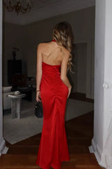 Satin Halter Backless Party Dress