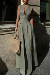 Zipper Pleated Midi Dress