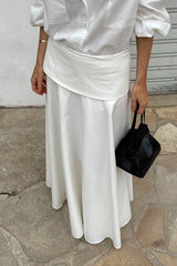 Solid A-Line Midi Skirt