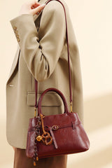 Red Vintage Luxe Handheld Crossbody Everyday Bag
