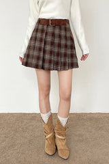 Vintage Plaid Pleated Christmas Skirt